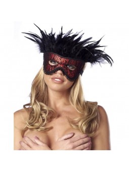 Luxury Mask with Feathers Red